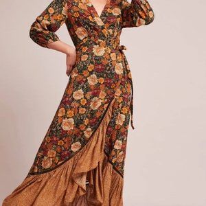 Anthro Farm Rio Madrid Wrap Maxi Dress
